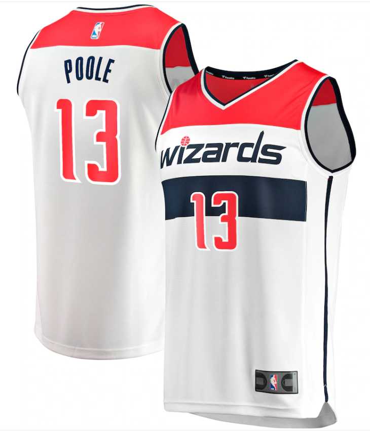Men's Washington Wizards #13 Jordan Poole White Icon Edition Stitched Jersey Dzhi